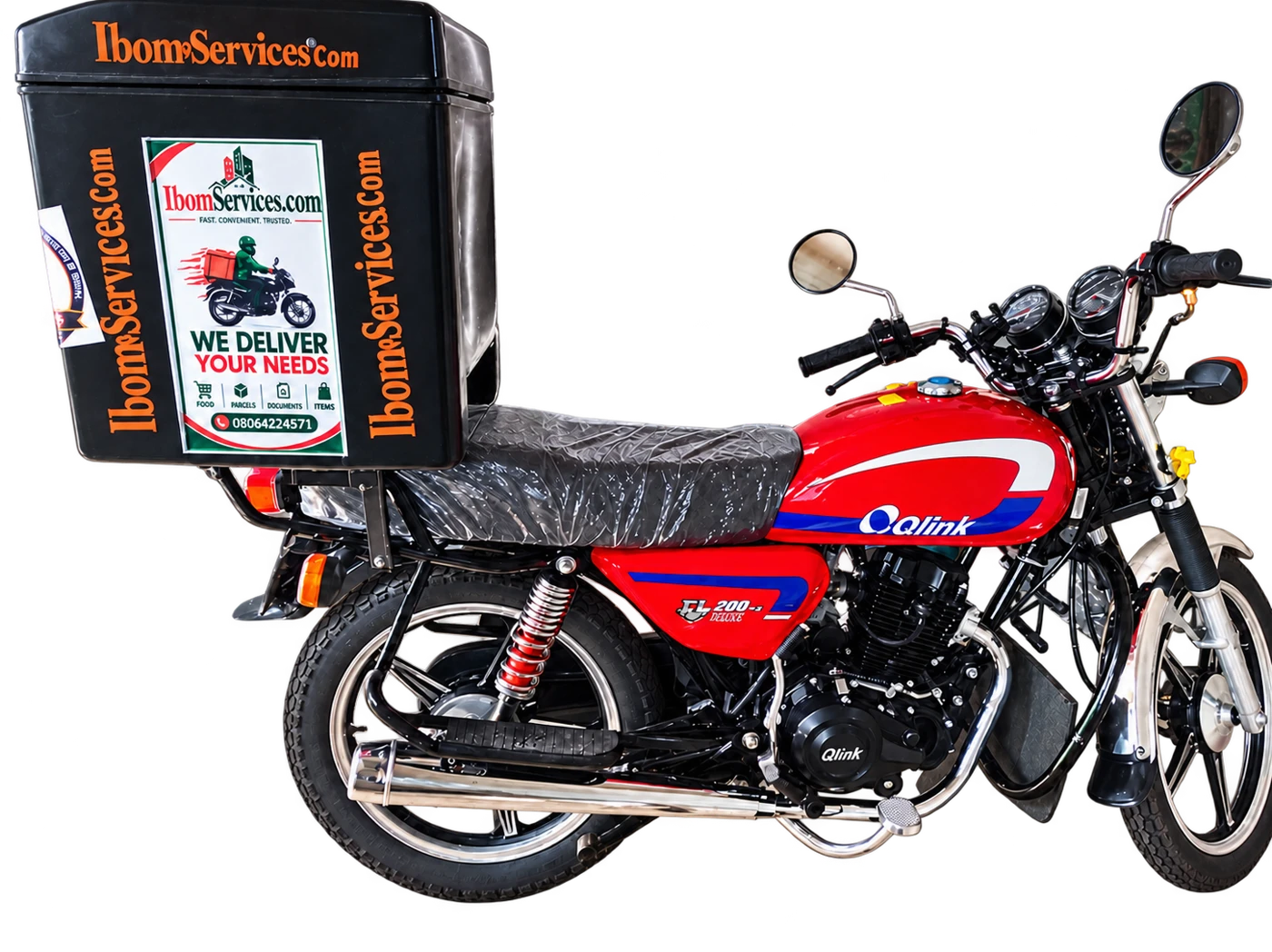 IbomServices branded dispatch bike in Uyo